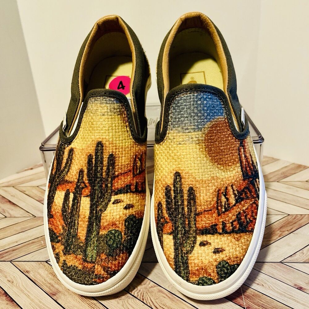 Vans Classic Slip-On Cali‎ Tapestry Cactus Womens 5.5 Mens 4 Orange VN0009Q7CEE